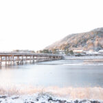 雪の嵐山渡月橋